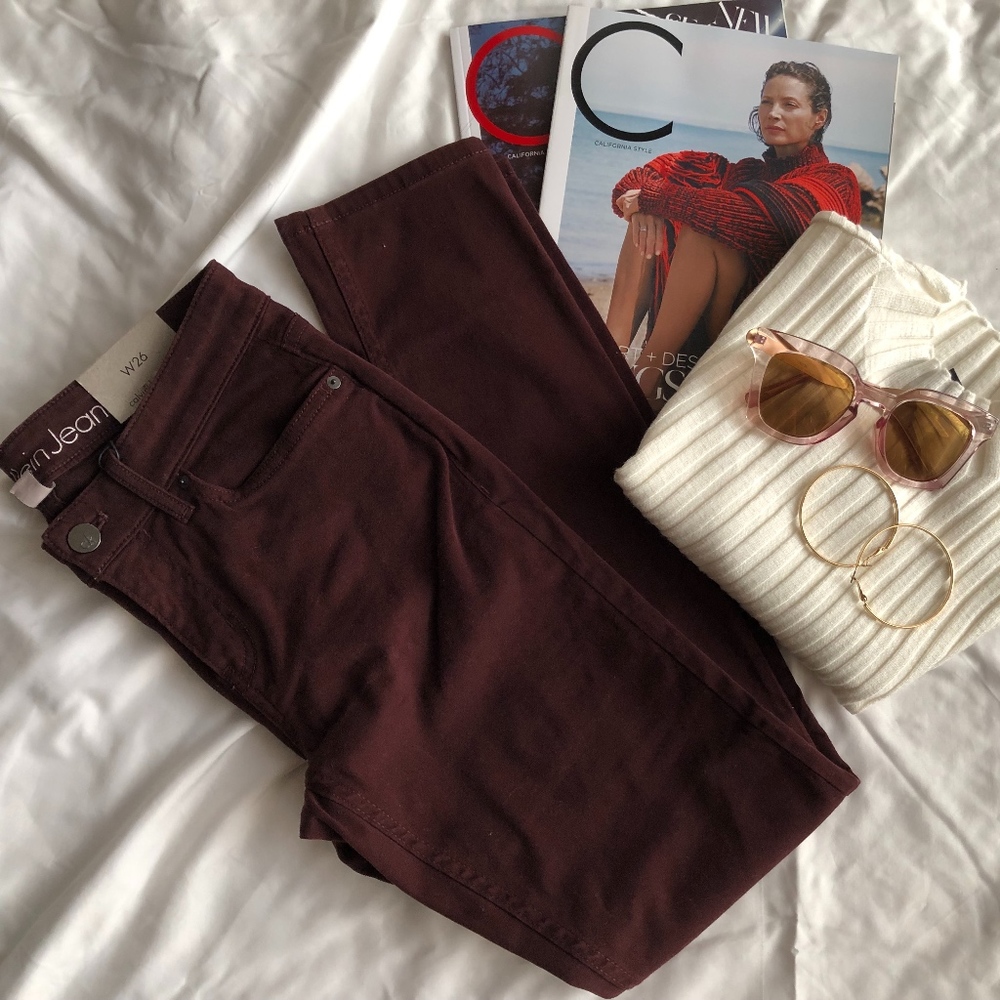 Burgundy Calvin Klein Ankle Jeans